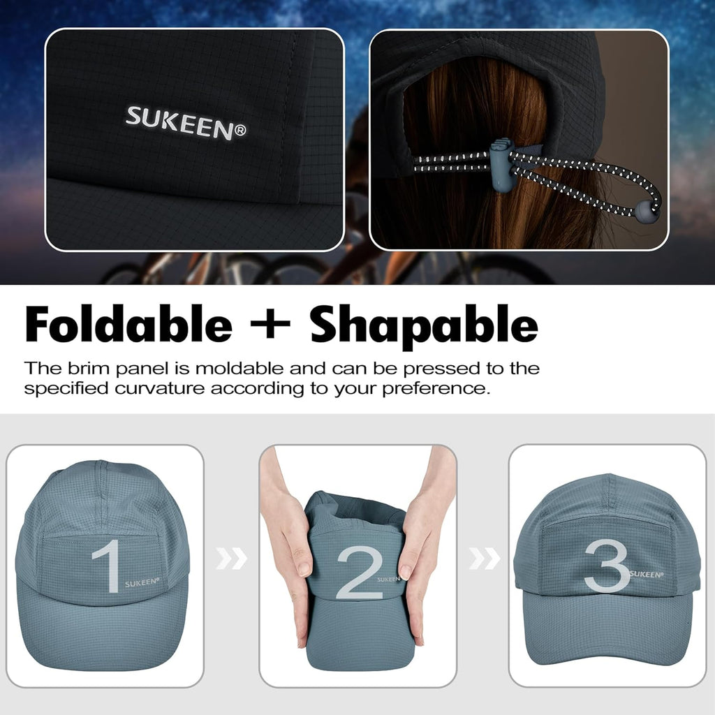 Sukeen Lightweight Sun Hat for Women Men,Quick Drying Baseball Cap UPF50+ Running Hats Foldable Sport Cap for Outdoor Daily