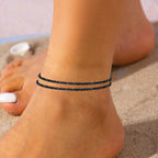 Nanafast Women's Ankle Bracelets, Sparkling Multi-layer Anklet Bracelets for Women, Adjustable Shiny Gold/Silver Anklets for Women, Beach Cute Anklets Jewelry for Summer