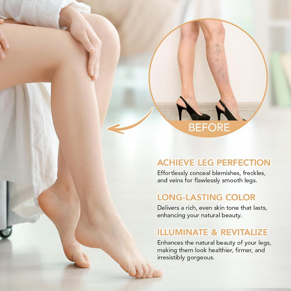 Leg Makeup Waterproof No Transfer,Flawless Looking Leg And Body Scar Cover Up Makeup, Easy Application For All Skin Tones. (2# Medium Golw)