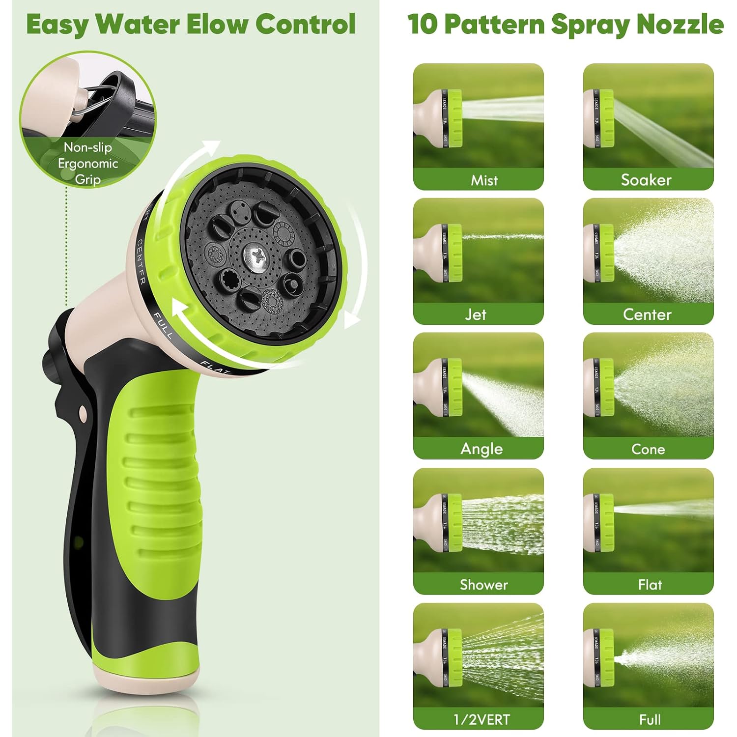 Garden Hose 50 Ft, Stainless Steel Water Hose With 10 Function Nozzle Flexible, Heavy Duty, Lightweight, No-Kink, Pet Proof, Puncture Proof Hose Metal For Yard, Outdoor