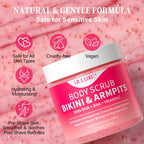 Bikini Area Exfoliator With 10% Ahas Bha & Vitamin C, Exfoliating Body Scrub For Ingrown Hair And Underarm Bumps, Dark Spots, Moisturize Brighten Soothe & Even Skin Tone, Sensitive Skin Safe, 7.76 Oz