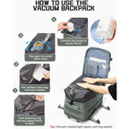 Wepadre Vacuum Backpack Travel With Pump Travel Backpack With Vacuum System Expandable Vacpack Compression Backpacks For Travel Easy Vac Pack Carry On Luggage