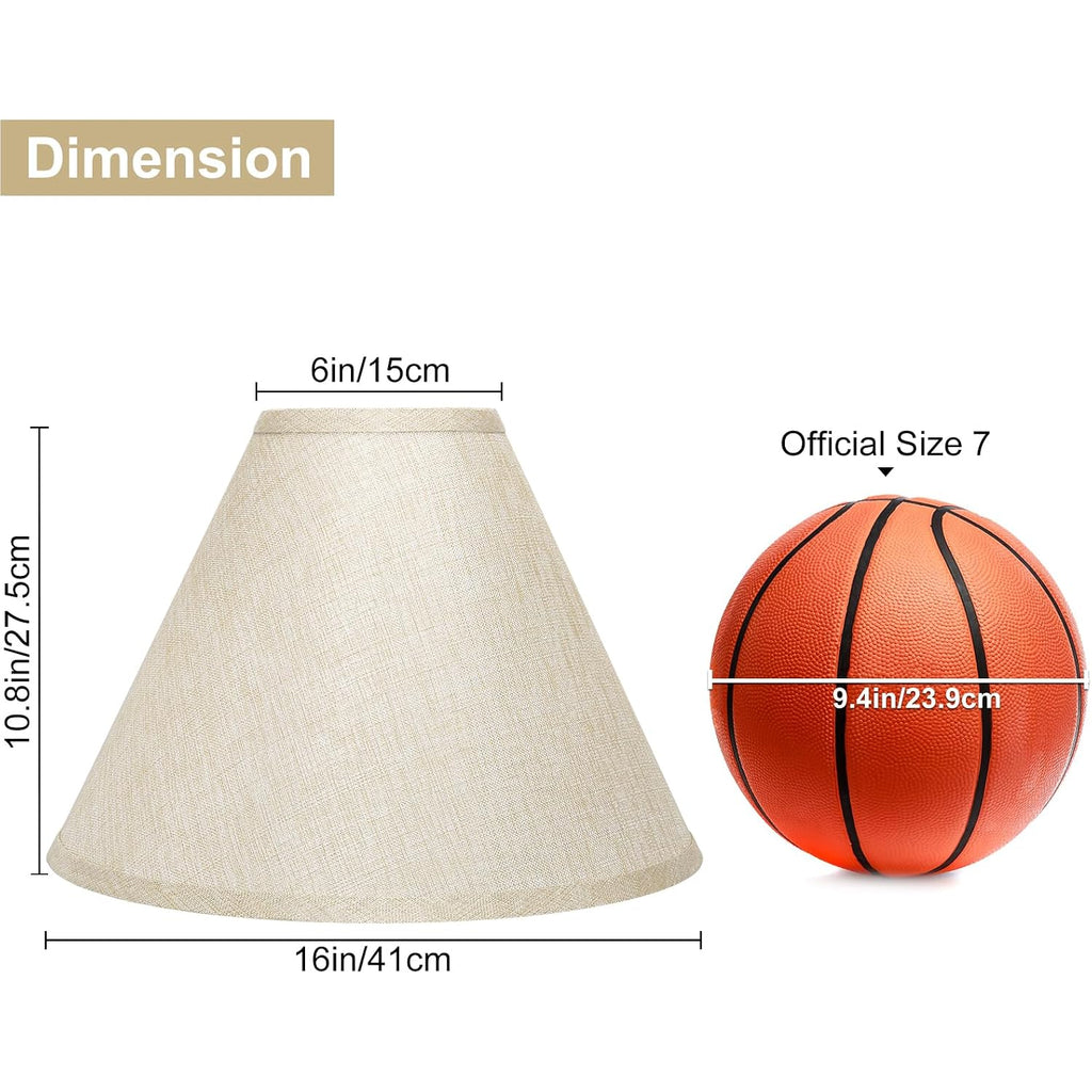 Empire Lamp Shades Set Of 2, 6"Top X 16"Bottom X 10.8"High, Champagne Beige | Large Lampshades For Table Lamps Floor Lamps, Spider, E26 Base Harp Holders Included, Natural Linen Replacement,Easy Assembly