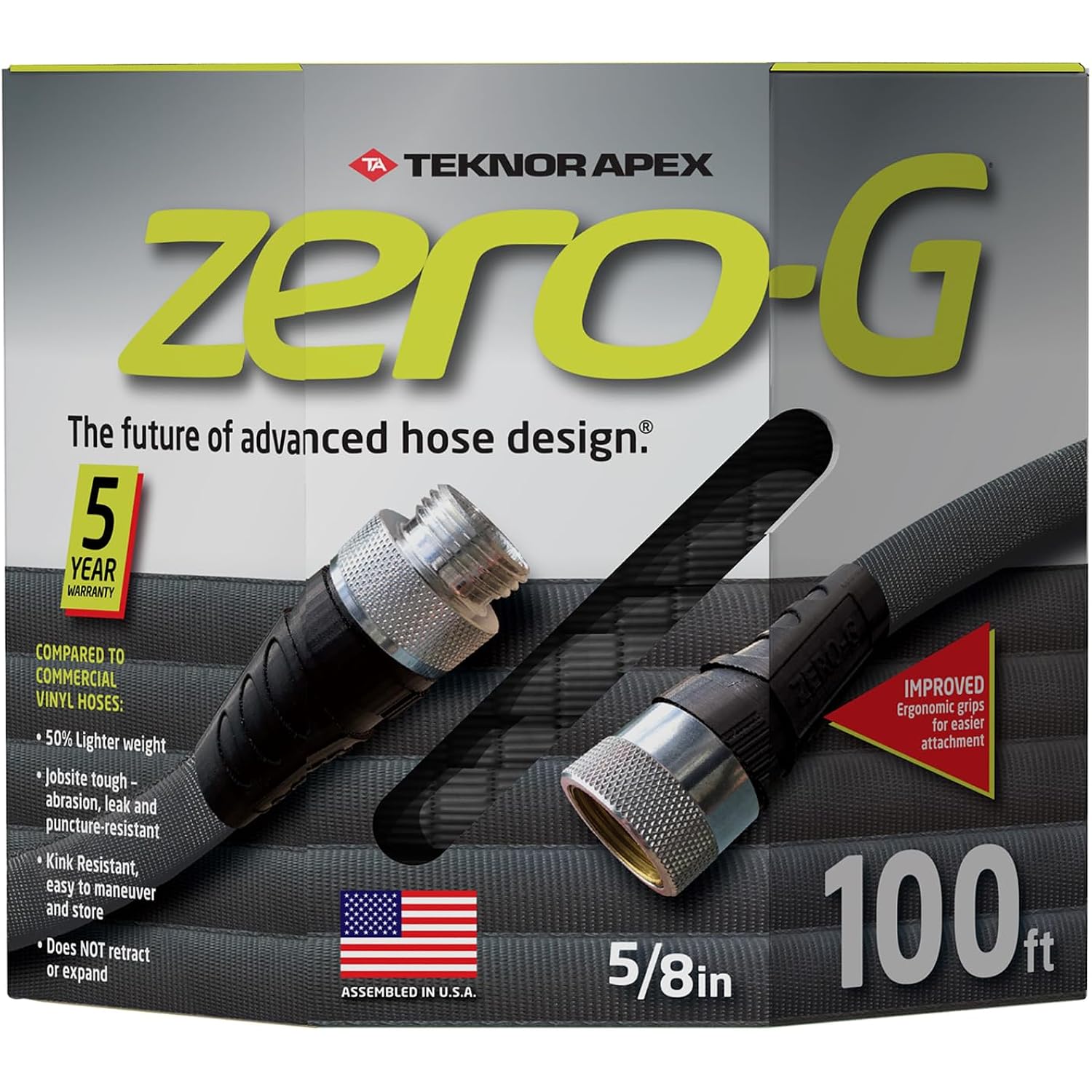 Zero-G 4001-100 Garden Hose, 5/8" X 100', Gray