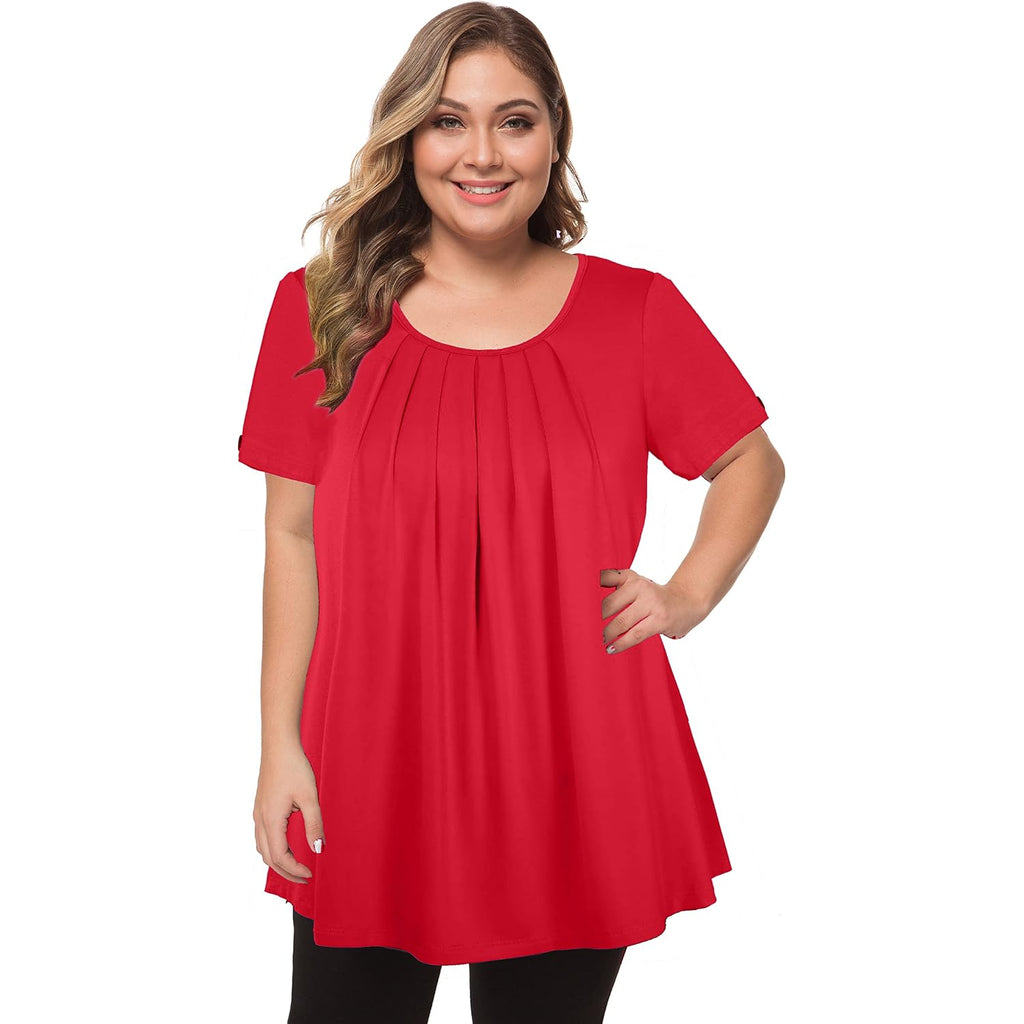Maner Women'S Plus Size Tops Short Sleeve Flowy Shirts Casual Blouses Tunic Tops L-4Xl