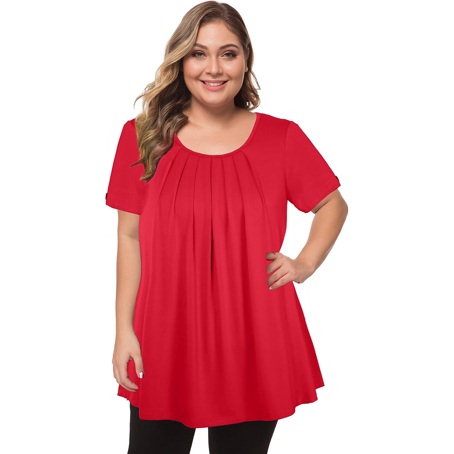 Maner Women'S Plus Size Tops Short Sleeve Flowy Shirts Casual Blouses Tunic Tops L-4Xl