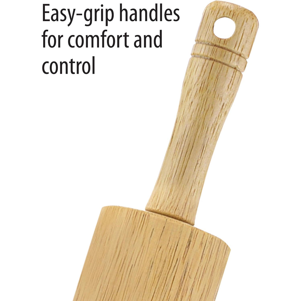 Farberware Classic Wood Rolling Pin, 18-Inch Hardwood Dough Roller For Baking Pizza, Pies, Pastry And Cookies, Ergonomic Handles, Kitchen Essential