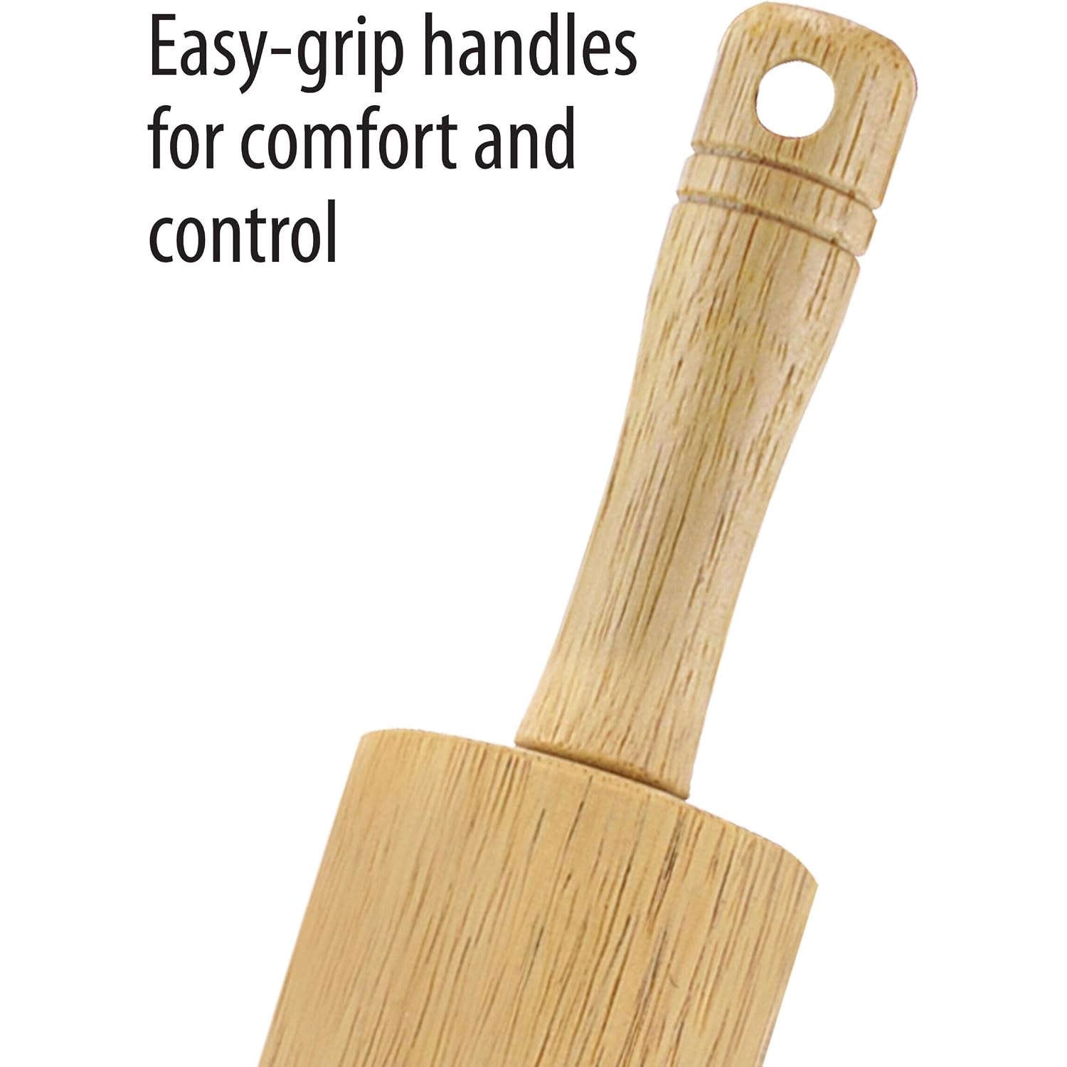 Farberware Classic Wood Rolling Pin, 18-Inch Hardwood Dough Roller For Baking Pizza, Pies, Pastry And Cookies, Ergonomic Handles, Kitchen Essential