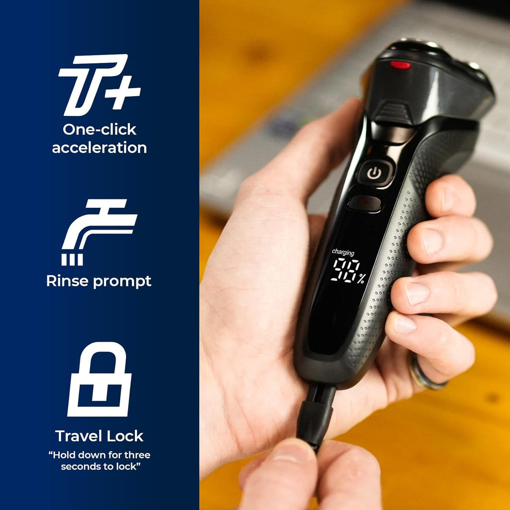 rategist 3-in-1 Electric Razor for Men: IPX7 Waterproof Electric Shavers for Men - One Touch Acceleration, Professional Results at Home - 4D Floating Blades, Travel Grooming Kit
