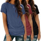 Womens 3 Pack Tshirts for Women Short Sleeve Shirt Crewneck Basic Tee Summer Tops Lightweight Plain Workout Clothes