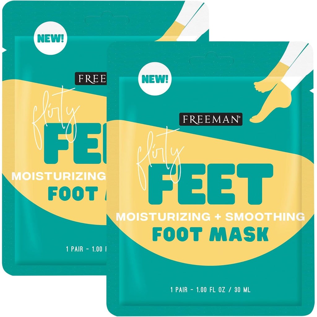 Freeman Flirty Feet Foot Mask 2-Pack – Moisturizing Socks with Coconut Oil & Mint Extract