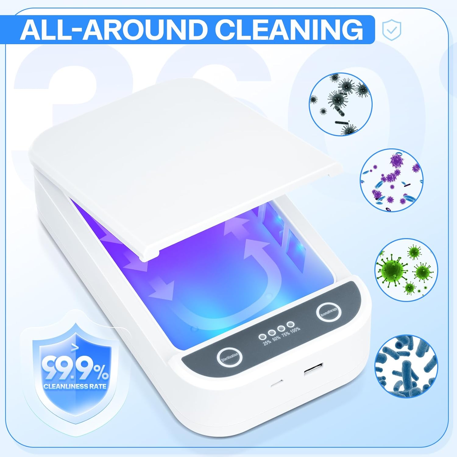 LXIANGN Nail Tool Sterilizer with Blue Light,Portable USB Sterilizer For Nail Tools Nail Cleaning Box Beauty Tool Cleaner Machine for for Nail Salon, Tweezers, Jewelry, Phone, Manicure Tools Cleaning