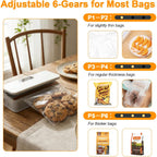 Mini Bag Sealer, Rechargeable Sealer Machine With Led Power Display, 6 Gear Adjustable Portable Bag Sealer Heat Sealer And Cutter, Bag Resealer For Chips Snacks Mylar Plastic Bags