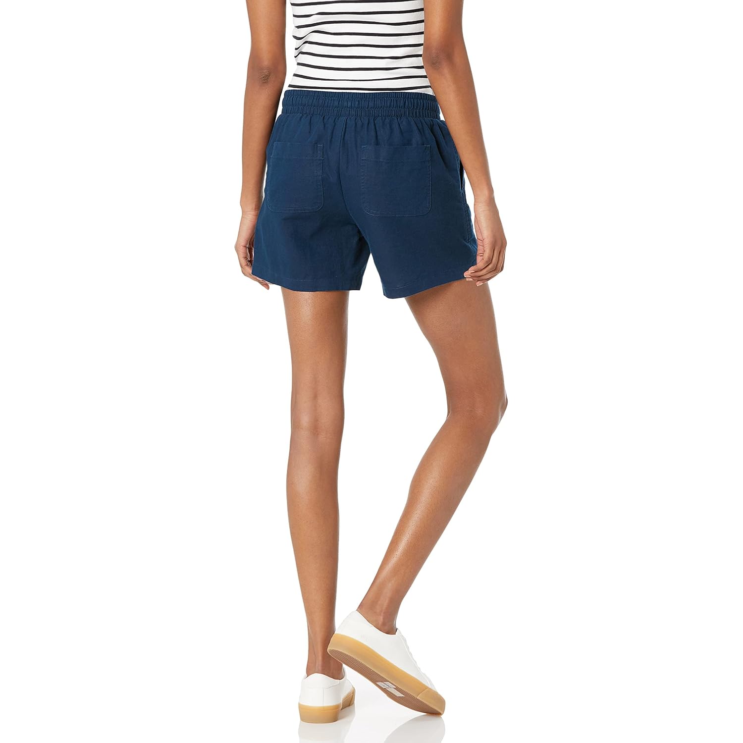 Women's 5" Inseam Drawstring Elastic Waist Linen Blend Summer Shorts