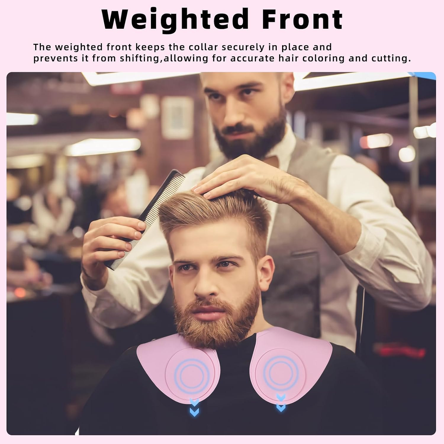 Professional Hair Cutting Cape With Geometric Grid Pattern, Longer Silicone Waterproof Cutting Mat,Neck Guide