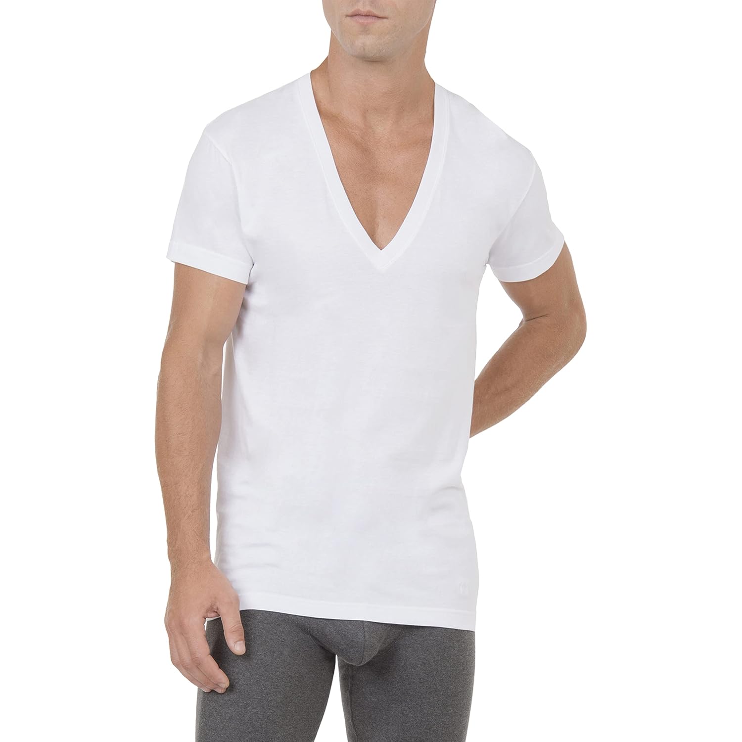 2(X) Ist Men'S Essential Cotton Slim Fit Deep V-Neck T-Shirt 3-Pack