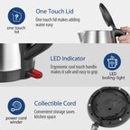Comfee 1.7L Stainless Steel Electric Tea Kettle, Bpa-Free Hot Water Boiler, Cordless With Led Light, Auto Shut-Off And Boil-Dry Protection, 1500W Fast Boil