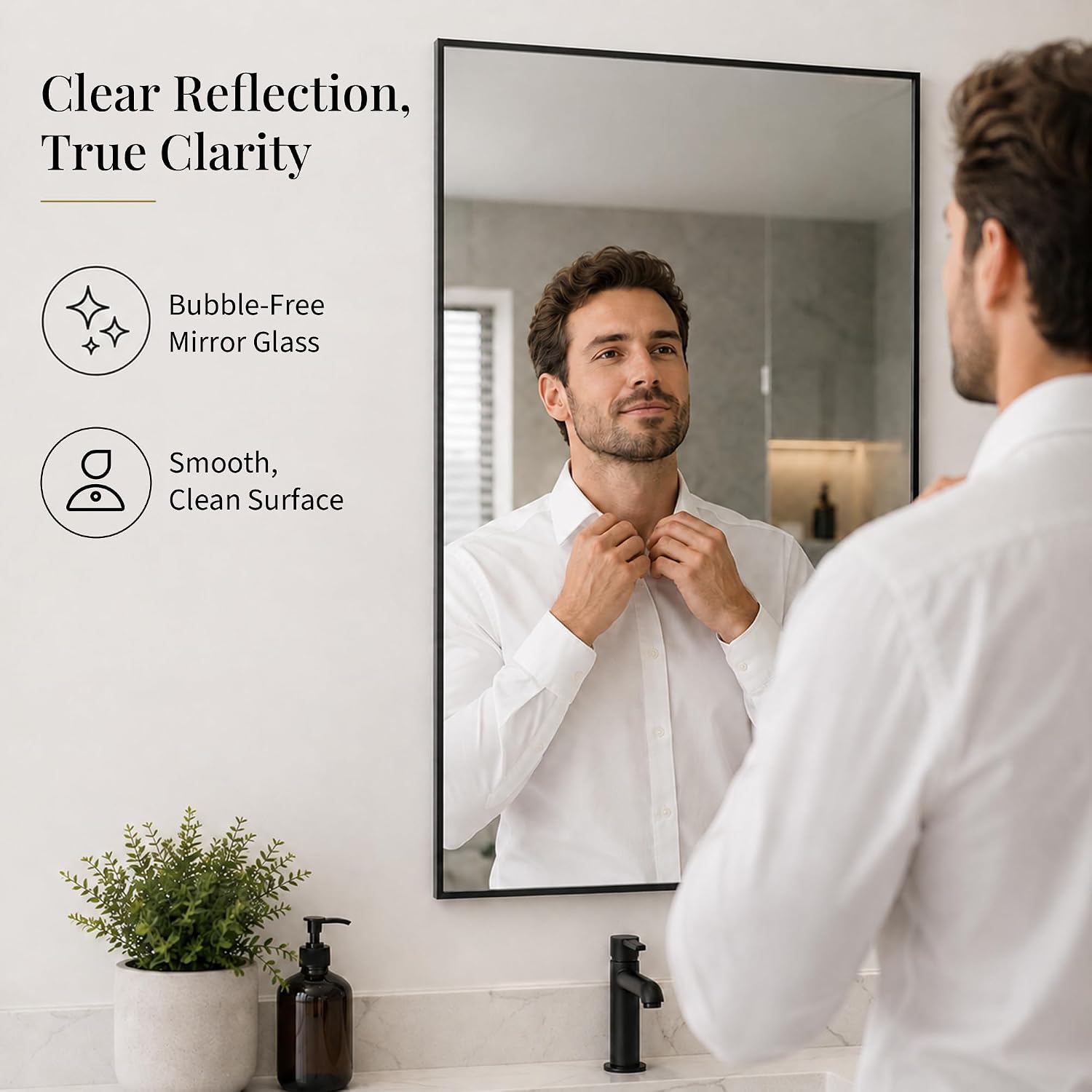 2-Pack 24"X36" Matte Black Framed Bathroom Vanity Wall Mirrors | Taller Vanity Pair, Balanced Twin-Sink Look, Matching Finish Across Rooms, Vertical/Horizontal Hanging, Tempered Glass
