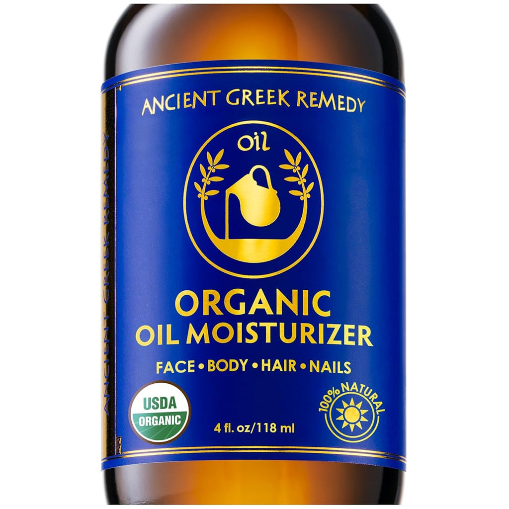 Ancient Greek Remedy Body Oil - Organic After Shower Face Oil & Body Moisturizer For Dry Skin - Almond, Jojoba, Olive, Lavender, Vitamin E Oils - Natural Clean Facial Skincare For Women & Men 4 Oz