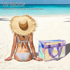 Fammart Iridescent Clear Beach Bags Waterproof Sandproof For Women, Large Jelly Tote Zipper Pool Bag Cruise Essentials 2026
