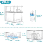 Vtopmart 4 Pack Clear Stackable Storage Drawers,Under Sink And Kitchen Organizers Storage,Easy To Assemble Plastic Drawers For Baby Bottle,Medicine, Bathroom,Cabinet And Pantry Organization
