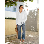 Womens Button Down Shirts Long Sleeve Dress Shirt Textured Collared Work Blouse Dressy Casual Tops with Pocket