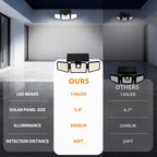 Solar Lights Outdoor Waterproof, 3000 Lm 156 Led Motion Sensor Outdoor Lights, 3 Heads Solar Powered Security Flood Light Motion Detected Spotlight For Patio Garage Yard Entryways, 2 Pack Black