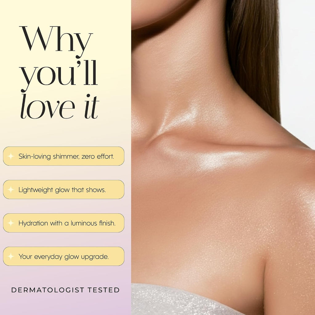 Hello You Jojoba Oil & Ceramides Shimmer Body Oil – Dermatologist Tested, Anti Aging Korean Skin Care – Radiant Glow, Lightweight Hydration, Silky Finish – Vegan, Clean Beauty – Banana Scent, 3.38 Oz