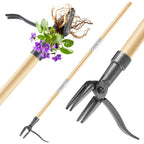 Weed Puller Tool, Stand Up Heavy Duty Weed Remover Tool With Long Handle & 4-Claw Steel Head, Bamboo Garden Hand Weeding Tool - Easily Remove Weeds Without Bending, Pulling,Or Kneeling