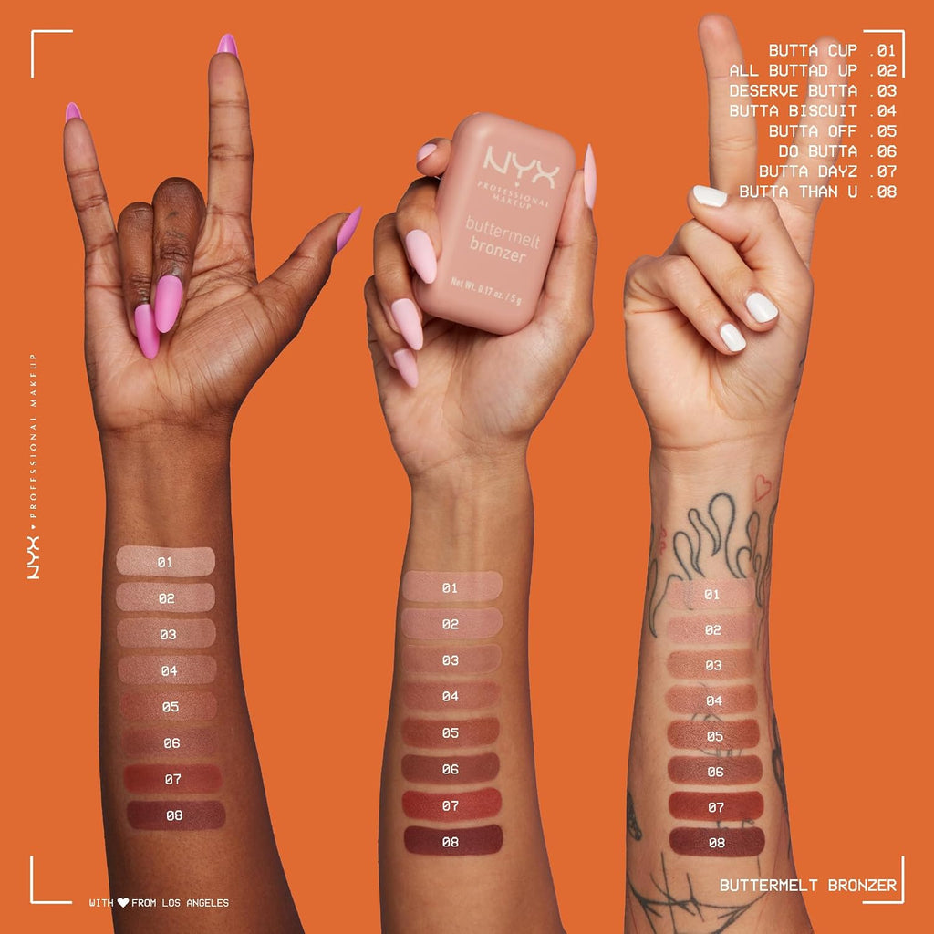 Nyx Professional Makeup Matte Buttermelt Bronzer, Longwear Face Makeup With Up To 12 Hours Of Wear, Vegan Formula - Deserve Butta (Light Medium Cool)