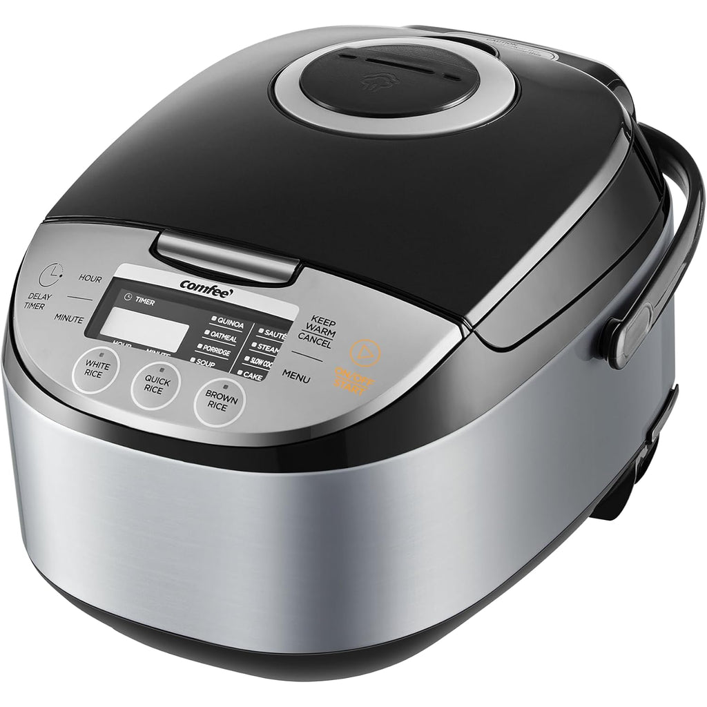 Comfee' Rice Cooker 12 Cups Cooked/6 Cups Uncooked, Portable Non-Stick Rice Maker, Japanese Rice Cooker With Fuzzy Logic Technology, 24-Hour Timer Delay, 11 Presets, Steamer, Fast Cooker, Grain Cooker, Black
