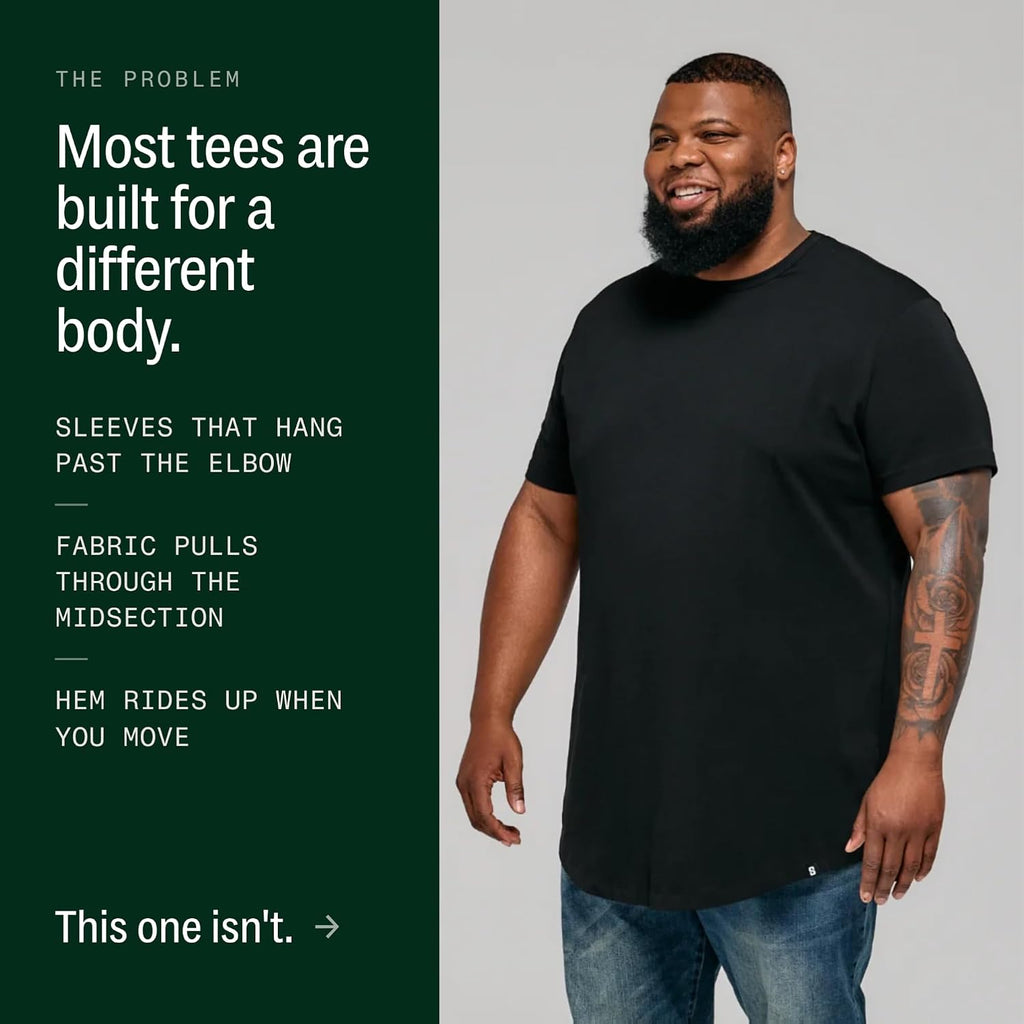 Strongsize Big And Tall T-Shirts For Men – Stretch Cotton Crewneck Xl-8Xl | Available In Regular And Longer Length