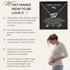 Mom to Be Gift - Sterling Silver S925 Interlock Heart Necklace with a Message Card Pregnancy Gifts for First Time Moms Expecting Women Pregnant Wife Mother's Day Christmas Birthday