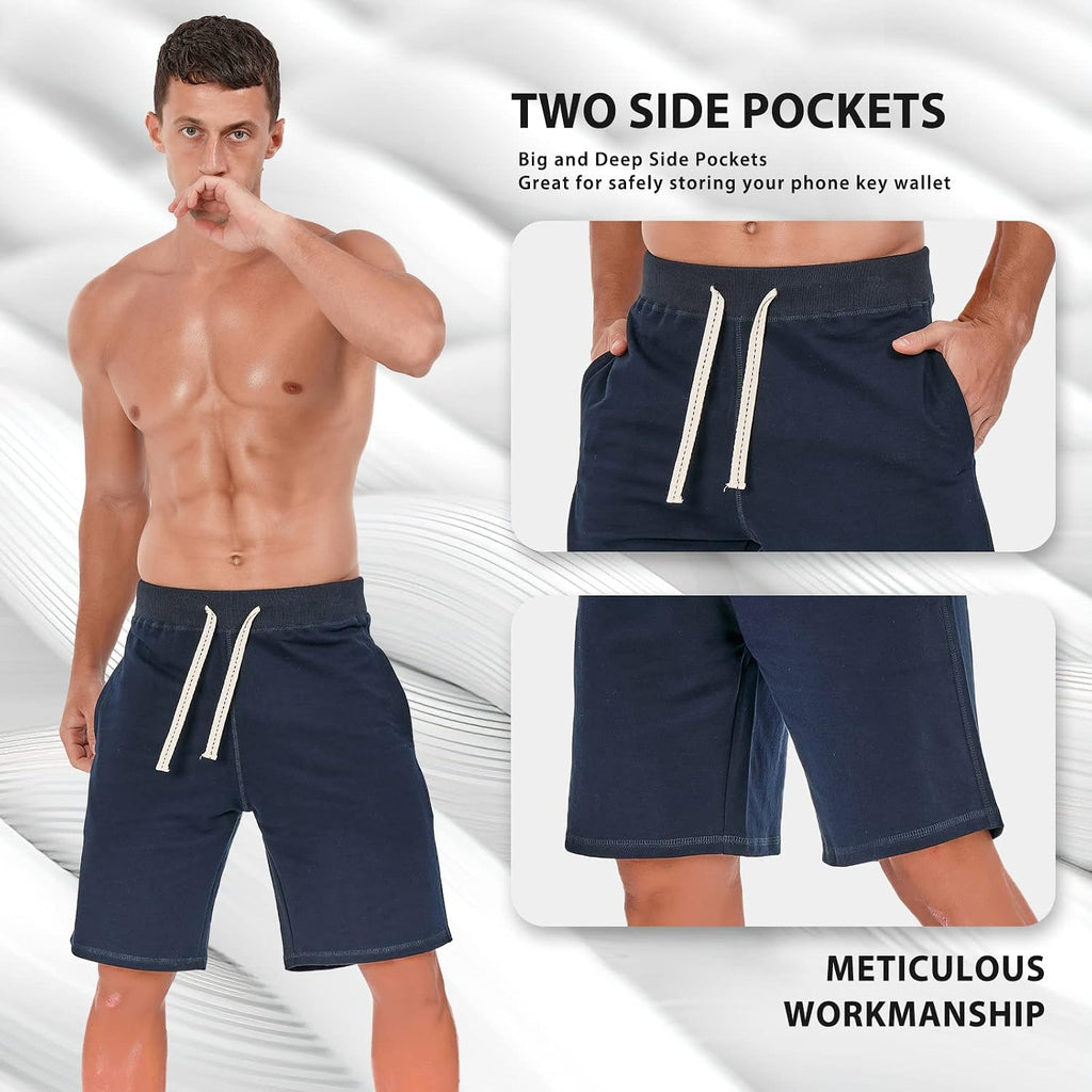 Amy Coulee Men'S Casual Classic Shorts Athletic Cotton Sweat Shorts With Drawstring