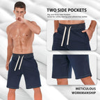 Amy Coulee Men'S Casual Classic Shorts Athletic Cotton Sweat Shorts With Drawstring