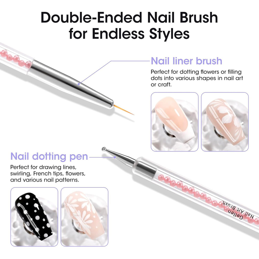GELLEN White Pat Painting Gel, Gel Paint for Nails, French Nail Art, No Wipe Drawing Striping Liner Painted Aura Ombres Gradient Nails, Soak Off Nail Art with Dotting Pen for DIY Salon Manicure