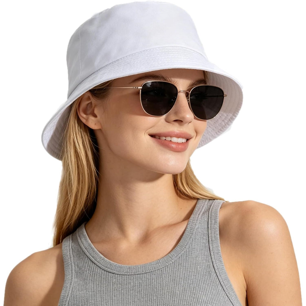 1 & 2 Pack Bucket Hat for Women Men Summer Travel Beach Sun Hat Outdoor Cap Unisex Bucket Hats 1pack-white