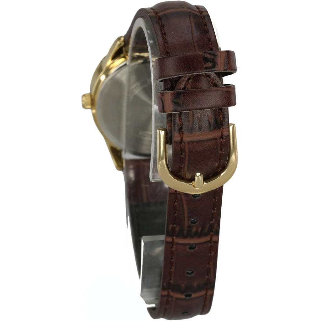 Casio Women'S Ltp-V005Gl-9A Brown Genuine Leather Band Analog Watch