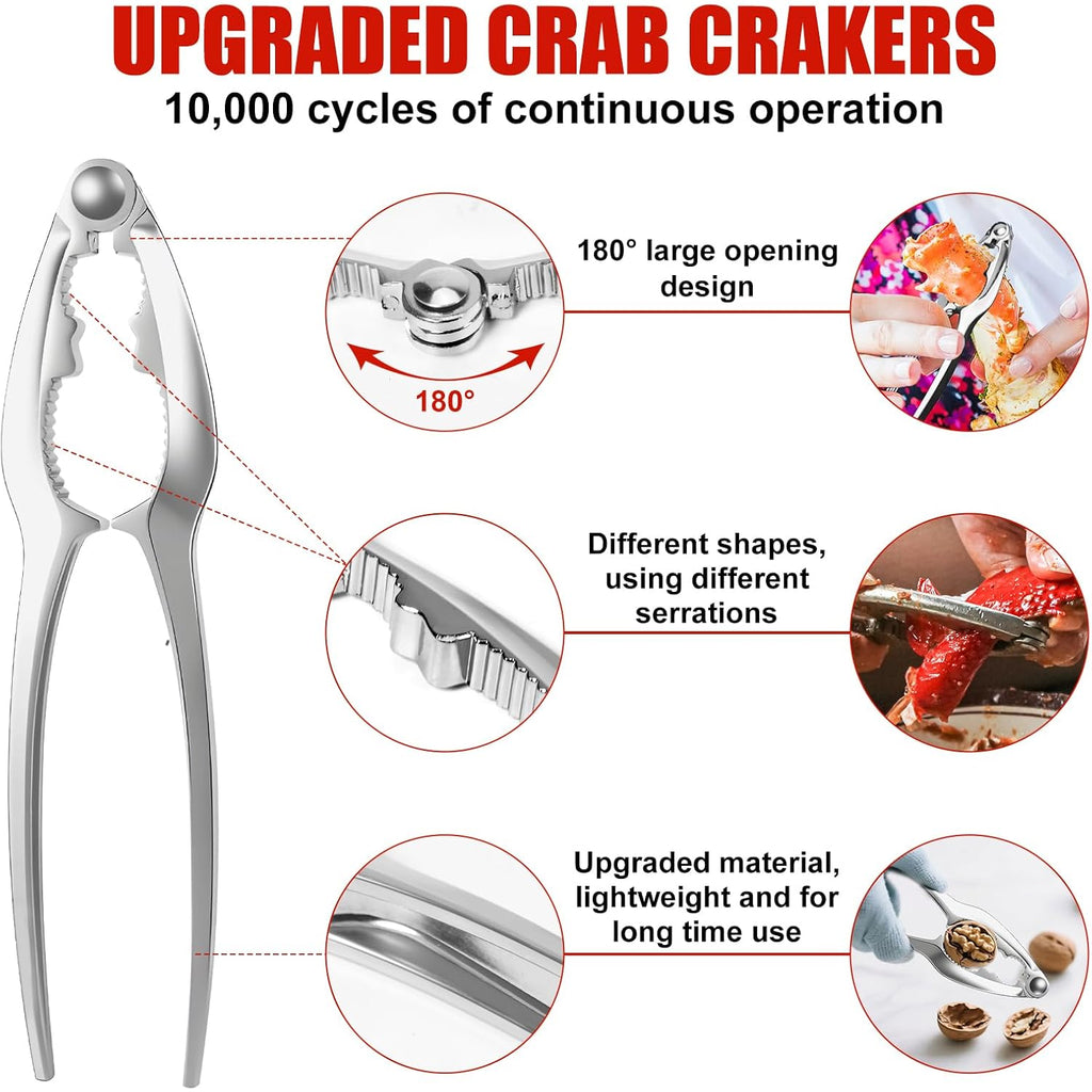 2026 Upgraded 8PCS Seafood Tool Set, Includes 2 Crab Leg Crackers, 2 Stainless Steel Crab Forks, 2 Lobster Shellers, 1 Crab Scissors and 1 Storage Box, Nut Crackers for Crab Legs (8 Pcs)