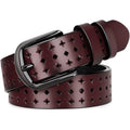 XZQTIVE Hollow Genuine Leather Belts for Women with Pin Buckle, Fashion Casual Waist Belt for Jeans Dress Pants
