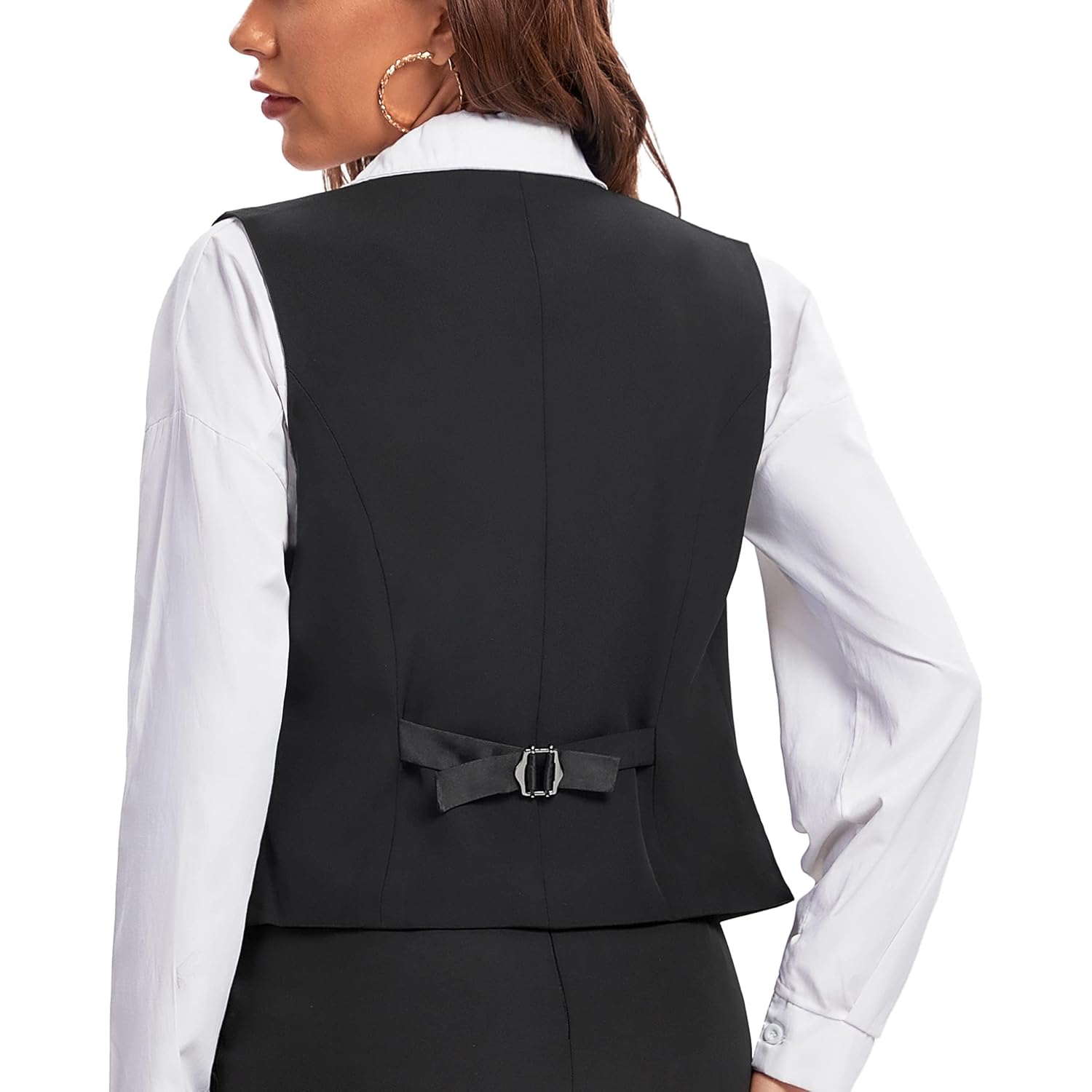 Women'S Formal Regular Fitted Business Dress Suits Button Down Vest Waistcoat
