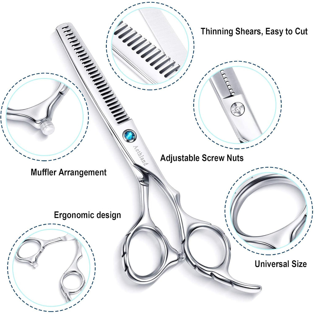 Hair Cutting Scissors Kit, Aethland Professional Barber Hairdressing Scissors Set (Trimming Shaping Grooming Thinning Shears) For Men Women Pets Home Salon Barber Haircut, 6.5" Japanese 9Cr Ss