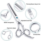 Hair Cutting Scissors Kit, Aethland Professional Barber Hairdressing Scissors Set (Trimming Shaping Grooming Thinning Shears) For Men Women Pets Home Salon Barber Haircut, 6.5" Japanese 9Cr Ss