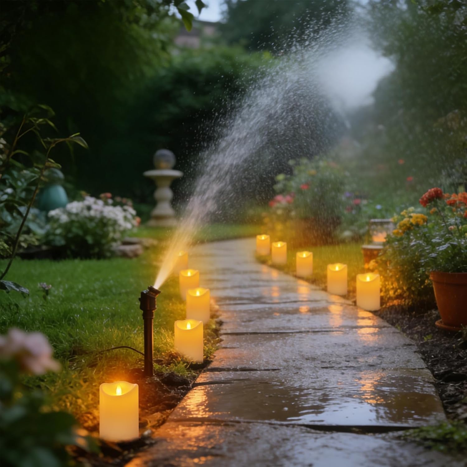 Flameless Candles Set Of 6, Realistic Pillars With Cozy Climbing Flame Effect, Plasic Waterproof Outdoor & Indoor Ambiance With 2 Remotes & Timer For Patio Garden Home Decor (Ivory)