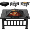 Devoko Outdoor Fire Pit, 32 Inch Firepit Table Metal Outdoor Fireplaces | With Waterproof Cover For Outside Patio Camping (Black)