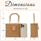 Kuang! Handwoven Rattan Bag For Women Woven Straw Square Crossbody Bag Vintage Basket Purse Beach Tote Bag