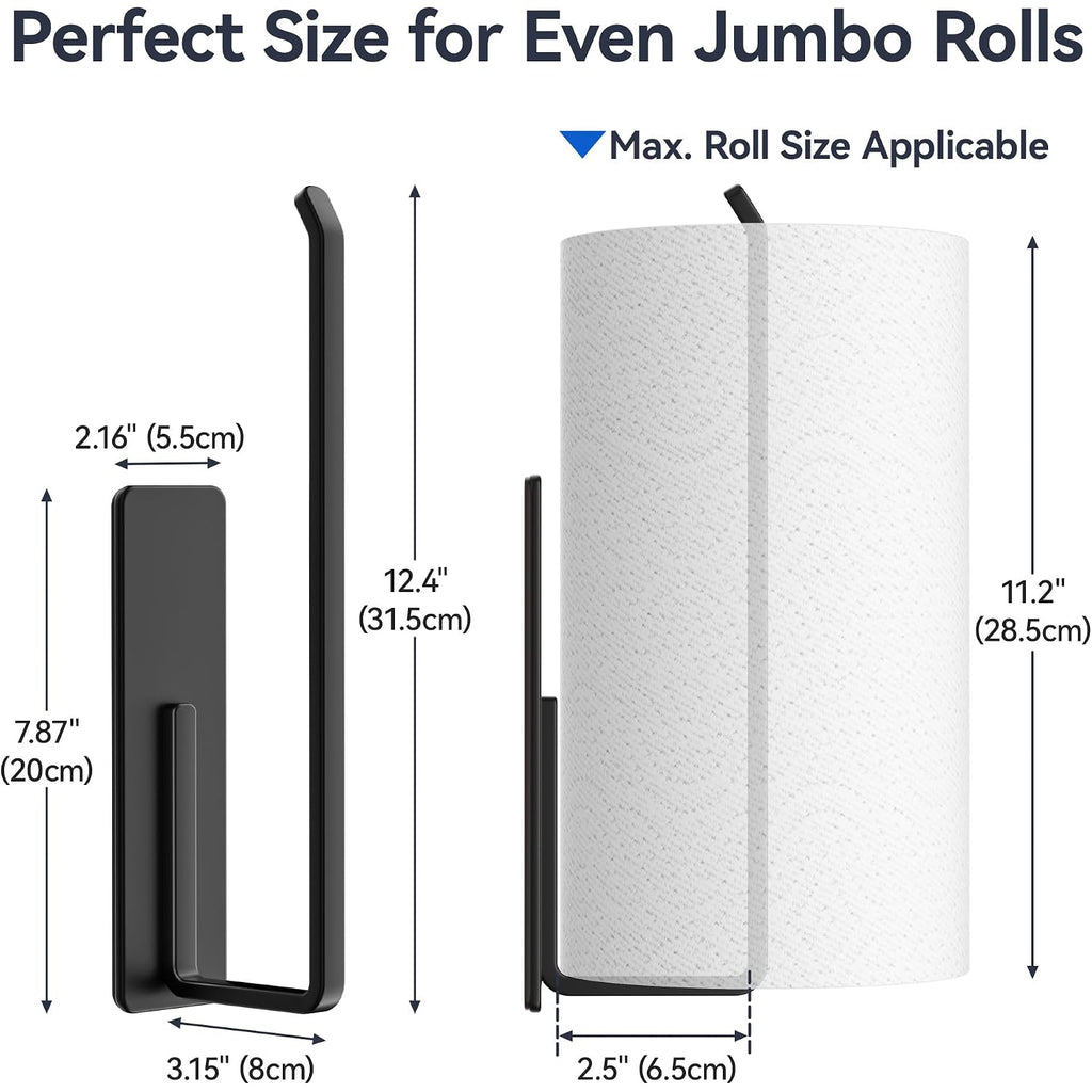 Heavy-Duty Magnetic Paper Towel Holder Fits Jumbo Rolls, Black, Suitable For Kitchens, Rvs, Washing Machines, Bbq Carts