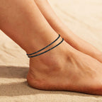 Nanafast Women's Ankle Bracelets, Sparkling Multi-layer Anklet Bracelets for Women, Adjustable Shiny Gold/Silver Anklets for Women, Beach Cute Anklets Jewelry for Summer