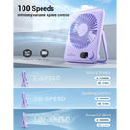 Whatook Small Desk Fan Personal Fans: 5000Mah 25 Hours Battery Office Quiet Mini Desktop Fan Portable Rechargeable Travel Essentials (Purple, 2000 Mah)