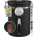 Veken Coffee Canister With Window,Airtight Stainless Steel Pantry Container,Kitchen Food Storage Organizers For Beans,Ground,Espresso,Rice,Tea,Sugar, Cereal, Bar Accessories,Gifts,Lids,Jars,22Oz,Black